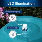 Alpine Corporation DIG100XS | 33"H Outdoor Antique Jar Water Fountain — Cascading LED Light Design for Patio, Deck & Yard — Turquoise Finish