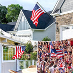 7 FT Flag Pole Kit for Outside House Porch Wall Mounted with 2-Position Bracket Holder & Rotating Metal Flagpole Ring, 1" Spinning Stainless Steel Thicken Flag Poles for 4x6 American Flag(7 FT, Black)