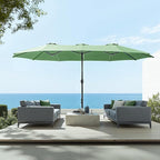 Sophia & William 15 ft Extra Large Patio Umbrella with Base Included, Rectangular Outdoor Umbrella Heavy Duty, Market Umbrella Double-sided Fade Resistant for Pool Garden Backyard, Mint