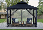 MASTERCANOPY Outdoor Garden Gazebo for Patios with Stable Steel Frame and Netting Walls (9x9,Navy Blue)