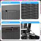 320 Gallon Large Deck Box,Resin Outdoor Storage Box with Lockable for Patio Furniture, Pool Accessories, Garden Tools Waterproof Outside Storage Box, Black