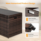 VINGLI Upgraded Version 132 Gallon Outdoor Storage Box, Patio Rattan Deck Box, Wicker Storage Bench for Indoor, Outdoor, Pool, Balcony, Yard, Garden, Brown