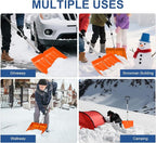 Ergonomic Large Snow Shovel for Driveway: 48-Inch Dual-Lock Knob Anti-Wobble Handle, 16" Plastic Blade w/Metal Edge, Ultra-Light 1.9 lb, Portable Aluminum Shaft, Car, Camping & Emergency, Orange