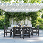 7 Piece HDPE Outdoor Dining Set for 6 Patio Dining Furniture Set with Umberlla Hole, Weather Resistent Outdoor Table and Chairs for Garden, Poolside, Backyard, Deck, Grey