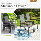 Sophia & William Patio Dining Set 9 Pieces, 8 Aluminium Patio Dining Chairs with 1 Extendable Dining Table for 6-8 Person, Patio Table and Chairs for Outdoor Lawn (Grey)