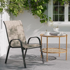 Patio Dining Chairs Set of 2, Outdoor Stackable Dining Chairs High Back, Patio Furniture for Backyard, Porch, Garden, Poolside (Brown)