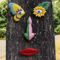 Tree Faces Decor Outdoor, Trees Art Decoration, Colorful Funny Outdoor Tree Faces Decor Creative Face for Patio Trees and Wall Decoration (Color 1)