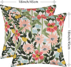 Pyonic Outdoor Pillows Cover Pack of 2 Floral Waterproof Throw Pillow Covers 18X18 inch Outdoor Pillows for Patio Furniture Garden Square Outside Waterproof Pillow