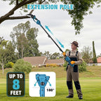 4-in-1 Electric Pole Saw & Pruning Shears Combo Kit, 6″& 8″Pole Saws for Tree Trimming, Cordless Shears and Battery Saw with Extension Pole & 2 x 21V Batteries for Garden Trimming