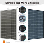 JJN Bifacial 2PCS 400 Watt Solar Panel, N-Type 16BB 400W Solar Panels, 25% High Efficiency Monocrystalline Solar Module for 12V/24V/48V PV System for Homes Rooftop Farm RV and Off-Grid Applications