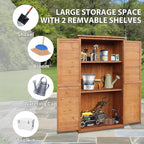 Outdoor Storage Cabinet, Wood Garden Shed, Pool Storage Shed with Lockable Door, Waterproof Roof and 2 Removable Shelves, Vertical Outside Storage Shed for Patio, Backyard and Lawn, Oak Brown