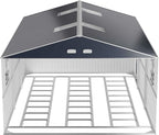 Metal Garage Shed for Car with Floor Kit, 13x20x8.5' Large Outdoor Storage Building and Workshop, Weatherproof Steel Carport with Ultra-Reinforced Truss System, Skylights & Dual-Entry