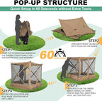COBIZI 6x6 Pop up Gazebo Tent, Ez up Waterproof Screen Tent Screen House, Portable Outdoor Canopy Sun Shelter with Carry Bag & Ground Stakes for Camping, Garden and Picnics, Khaki(Upgraded 2.0)
