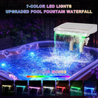 Pool Fountain Waterfall for Above Ground Pools, Swimming Pool Attachment Accessories, Relaxing Cascade Soothing Waterfall, Fits Various Frame Pools (with 7 LED Light)