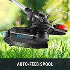 EWORK 20V Cordless String Trimmer 12-Inch Trimmer and Edger with Auto Line Feed, Electric Weed Wacker with 2.0Ah Battery and Charger & 6 Replacement Spools for Lawn, Garden, Yard, etc