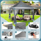 COBIZI 12x12 Pop Up Gazebo On Clearance Canopy Tent Easy Up Outdoor Gazebo Waterproof Upgrade with Mosquito Nettings and Carry Bag for Patio Garden Lawn