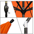 California Umbrella 9' Rd Pacific Trail Series Aluminum Patio Umbrella, Crank Lift, Push Button Tilt, Black Finish, Sunbrella Melon Fabric