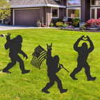 Bigfoot Decor Garden Stakes - 3 Pcs Metal Big Foot Statues Yard Art Ornaments Sasquatch Gifts Patio Lawn Pathway Decorations Black Figurine Silhouette Decorative Christmas Birthday Gift