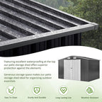 10x8 FT Outdoor Storage Shed, Metal Garden Tool Shed with Updated Frame Structure and Lockable Doors, Ideal for Backyard Garden Patio Lawn, Grey