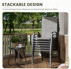 UDPATIO Patio Dining Set of 7, Outdoor Table and Chairs Set with Square Metal Table, 6 Stackable Patio Chairs with High Back, Outdoor Furniture for Deck Garden Backyard Lawn Poolside (Light Grey)