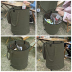Pop up Camping Trash can with lid,Collapsible 24 Gallons Trash can with Sorting Clips,Garden Garbage Bag with Lid,Lawn and Leaf Bags - Reusable Yard Waste Bags (Green)
