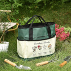 Personalized Garden Tools Set for Women: Custom Text Garden Tool Bag and Garden Shovel & Transplant Shovel & Hand Rake - Gardening Gifts for Mom Grandma Gardening Lover (4 Flowers)