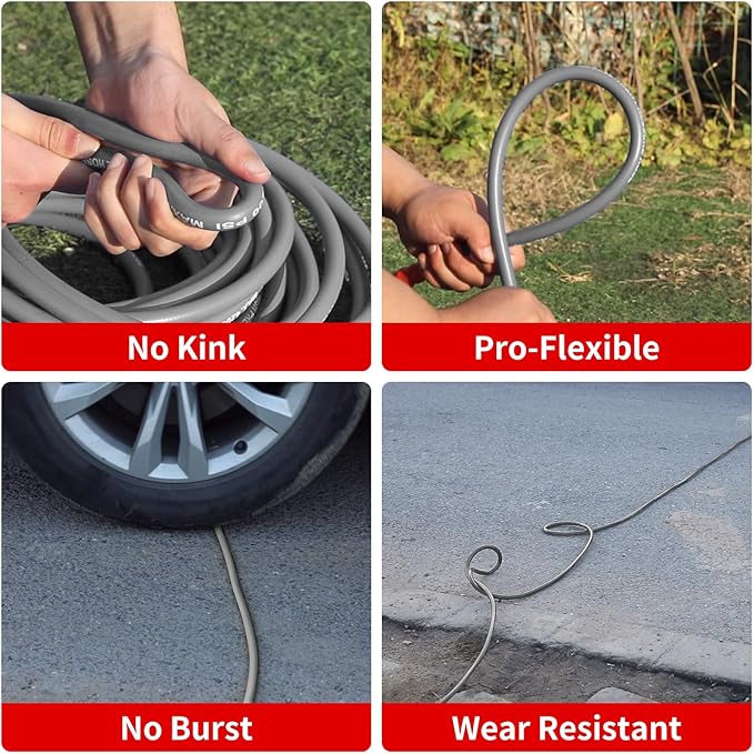 Pressure Washer Hose 150ft, 4200PSI 1/4 Inch Kink Resistant Power Washer Extension Hose, Flexible Heavy Duty Replacement Hose, Compatible with M22 14mm Fittings, High Tensile Wire Braid
