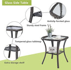 Outdoor Wicker Patio Furniture Set - 6 Piece Rattan Patio Conversation Set with 2 Rocking Swivel Chairs,2 Ottomans,1 Loveseat and 1 Side Table for Porch Deck Backyard Garden(Brown/Grey)