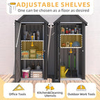 AECOJOY Outdoor Storage Cabinet Waterproof, Vertical Tall Outdoor Storage Cabinet with Shelves, All Weather Metal Vertical Storage Shed & Outdoor Cabient for Garden in Dark Grey