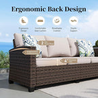 Patio Furniture Set Outdoor Furniture Brown Wicker Rattan Patio Conversation Sets with Cushion Outside Sofa Set,5 Pieces with Firepit Table,7 Seats,Beige