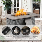 HUMMUH 7 Piece Patio Furniture Set with Fire Pit Table 41in 55,000 BTU,Wicker Outdoor Conversation Sets - Outdoor Chairs Set of 2 Patio Sofa for Porch,Garden,Backyard