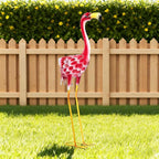 Flamingo Garden Metal Statues - Pink Flamingo Sculptures, Metal Birds Yard Art Outdoor Statue, Outdoor Backyard Decor, Patio, Porch, Lawn Ornament Large Iron Yard Decoration - 33 Inch