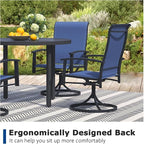 Patio Swivel Chairs Set of 2, Outdoor Swivel Chairs with Armrest, High Back Patio Chair with Metal Frame, All-Weather Outdoor Dining Chair for Deck, Porch and Lawn, Blue