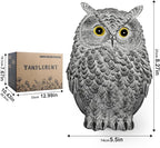 Realistic Owl Statue for Indoor & Outdoor Decoration, Effective Birds Deterrent for Garden, Patio, Yard, and Fake Owl Home Decor, Suitable for Outside Decor (Gray)