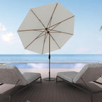 Midtown Umbrellas Wooden 2-9 Feet Outdoor Patio Umbrella, Terylast Off White Fabric, Aluminum Frame For Backyard Umbrella, Deck Umbrella, Garden Umbrella & Pool Umbrella - Wooden Pole