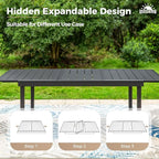 7 Pieces Patio Dining Set, 6 x Woven Rattan Chairs with Waterproof Cushion, 84" Extendable Rectangular Dining Table, Outdoor Table and Chairs Set for Backyard Lawn and Deck, Beige