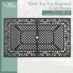 PHI VILLA Cast Aluminum Rectangular Patio Dining Tables for 6 Person, 64" x 37" Engraved Cast-Top Aluminum Table with 2.3" Umbrella Hole, Lawn Garden Tables for All Weather