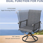 VICLLAX 5 Pieces Outdoor Dining Set, Patio Furniture Set of 4 Patio Swivel Dining Chairs and 40.6" Patio Spliced Round Tabletop with Storage Shelf, Dark Charcoal Chairs & Black Tabletop