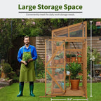 Macrout Wooden Walk-in Greenhouse with Acrylic Panels, Large Greenhouse for Outdoors with Openable Roof Vents with Lockable Door, G727