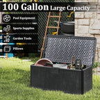 Tangkula 100 Gallon Outdoor Storage Box, Resin Outdoor Storage Bench with Lockable Lid, Waterproof Deck Box for Garden Tools, Pool Accessories, Cushions