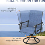 VICLLAX 9 Pieces Outdoor Dining Set, Patio Furniture Set of 8 Patio Swivel Dining Chairs and 60" Patio Round Table, Navy Blue Chairs & Black Tabletop