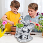 Succulent Pots Indoor Elephant Gifts for Women for Plant Lovers Cute Outdoor Plant Pots Outdoor Garden Animal Decor Elephant Sit Chair Statue with Drainage Hole