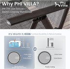 PHI VILLA 9 Piece Outdoor Dining Set, All Weather Furniture Patio Table and Chairs for 8 with Adjustable Lightweight Patio Folding Dining Chairs (Grey) & Extendable Metal Table for Garden, Yard