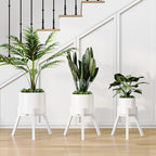 Adjustable Plant Stands Set of 2, Metal Modern Small Plant Holder, Heavy Duty Stable Flower Holder Stand Rack for 10-16 Inch Indoor Outdoor Corner Living Room Balcony Office White PS-007WH-2