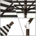 California Umbrella 9' Round Aluminum Pole Fiberglass Rib Market Umbrella, Crank Lift, Collar Tilt, Black Pole, Sunbrella Spectrum Mist