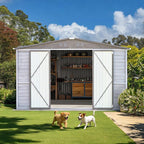 8x8FT Outdoor Storage Shed, Wood Garden Shed with Sloping Roof and Lockable Door,Tool Shed Bike Shed for Backyard Garden Patio Lawn,Gray