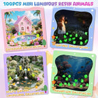 100PCS Mystery Bag Mini Resin Animals,Mini Glow in The Dark Animal Resin Models,Mystery Resin Animals Blind Bag Small Luminous Farm Ocean Figures Collectible Mini Animals,Random Design