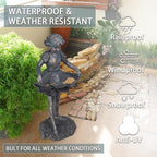 Outdoor Garden Statues - Bird Bath & Feeder Combo - Standing Angel Fairy Statues, 14.25*12.25*28.75 Inch