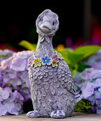 Nacome Solar Goose Outdoor Statues for Garden: Outside Decor with Glowing Flower Clearance for Porch Yard Art Lawn Ornaments Patio Balcony - Birthday Gifts for Women Mom Grandma(Gray)