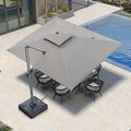 PURPLE LEAF 9' X 12' Sunbrella Cantilever Umbrella Outdoor Double Top Deluxe Rectangle Patio Offset Hanging Umbrella Outdoor for Garden Pool Backyard Cast Ash